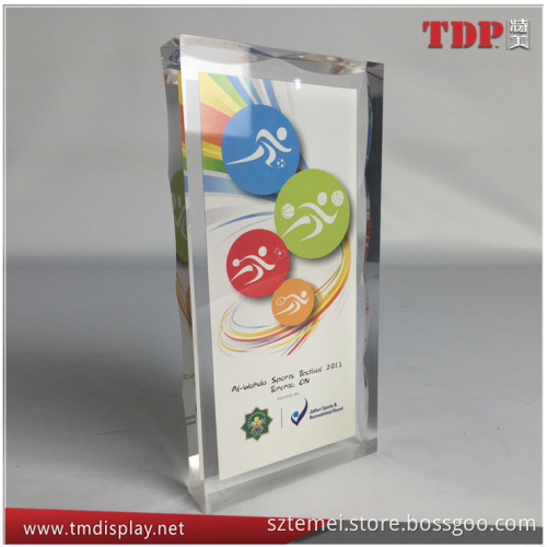 Custom Acrylic Embedment Printing Paper Plaque,Acrylic Lucite Printing Paper Desktop Sandwichment Plaque For Business Gifts